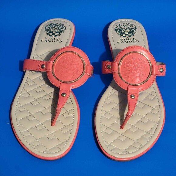 Vince Camuto Orange Women’s Braida Quilted Flat Thong Sandals - Picture 3 of 6